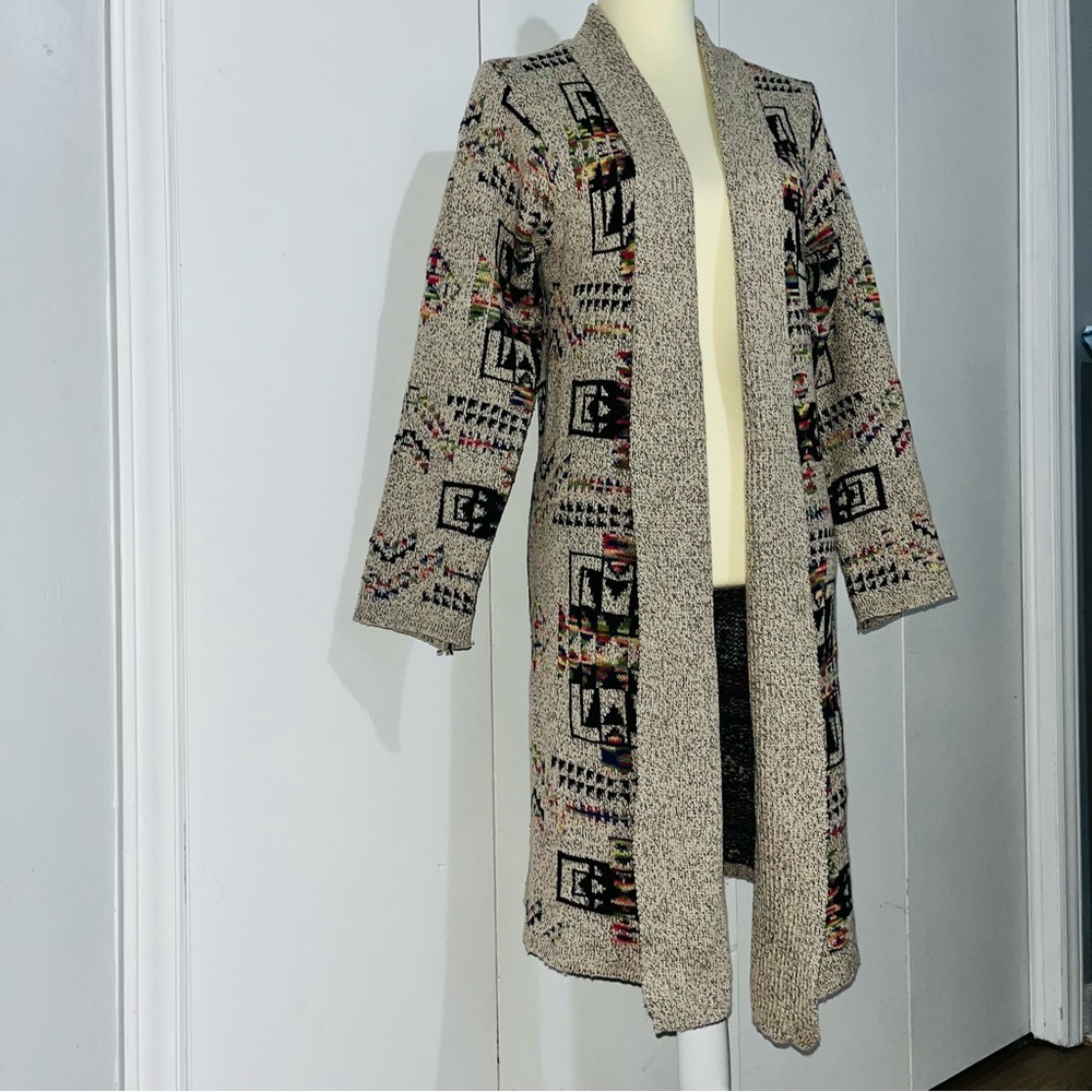 Northern Angel Anthropologie Aztec Southwestern Knit Duster Long Sweater